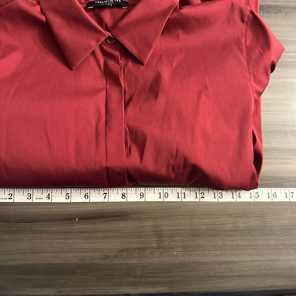 Lafayette 148 New York Womens Burgundy Red Button Front Top Size Small - Picture 9 of 10